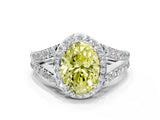 White gold Fancy Yellow Oval Cut Diamond Split Shank Halo Ring with Four-Prong Setting_94
