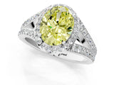 White gold Fancy Yellow Oval Cut Diamond Split Shank Halo Ring with Four-Prong Setting_95