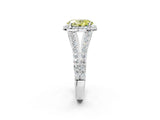 White gold Fancy Yellow Oval Cut Diamond Split Shank Halo Ring with Four-Prong Setting_96