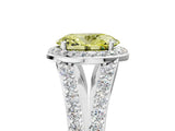 White gold Fancy Yellow Oval Cut Diamond Split Shank Halo Ring with Four-Prong Setting_99
