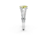 White gold Fancy Yellow Oval Cut Diamond Split Shank Ring with Pavé Band and Four-Prong Setting_63