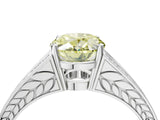 White gold Fancy Yellow Oval Cut Diamond Split Shank Ring with Pavé Band and Four-Prong Setting_65