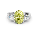White gold Fancy Yellow Oval Cut Diamond Three-Stone Engagement Ring with Prong Setting and Pavé Band_36