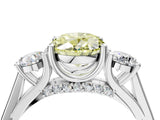 White gold Fancy Yellow Oval Cut Diamond Three-Stone Engagement Ring with Prong Setting and Pavé Band_40