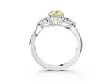 White gold Fancy Yellow Oval Cut Diamond Three-Stone Ring with Pear  Side Stones and Prong Setting_145