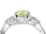 White gold Fancy Yellow Oval Cut Diamond Three-Stone Ring with Pear  Side Stones and Prong Setting_148