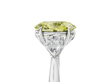 White gold Fancy Yellow Oval Cut Diamond Three-Stone Ring with Pear  Side Stones and Prong Setting_150