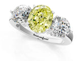 White gold Fancy Yellow Oval Cut Diamond Three-Stone Ring with Prong Setting and Classic Band_172