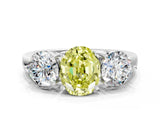 White gold Fancy Yellow Oval Cut Diamond Three-Stone Ring with Prong Setting and Classic Band_186
