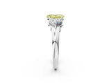 White gold Fancy Yellow Oval Cut Diamond Three-Stone Ring with Prong Setting and Classic Band_188