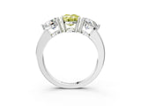 White gold Fancy Yellow Oval Cut Diamond Three-Stone Ring with Prong Setting and Classic Band_189