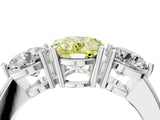 White gold Fancy Yellow Oval Cut Diamond Three-Stone Ring with Prong Setting and Classic Band_190