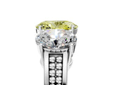 White gold Fancy Yellow Oval Cut Diamond Three-Stone Ring with Prong Setting and Textured Band_17
