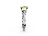 White gold Fancy Yellow Oval  Cut Diamond Twist Band Solitaire with Prong Setting_26
