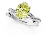 White gold Fancy Yellow Oval  Cut Diamond Twist Band Solitaire with Prong Setting_26
