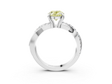 White gold Fancy Yellow Oval  Cut Diamond Twist Band Solitaire with Prong Setting_27