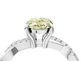 White gold Fancy Yellow Oval  Cut Diamond Twist Band Solitaire with Prong Setting_28