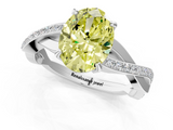 White gold Fancy Yellow Oval  Cut Diamond Twisted Band Engagement Ring with Prong Setting_4