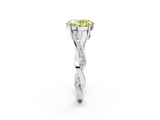 White gold Fancy Yellow Oval  Cut Diamond Twisted Band Engagement Ring with Prong Setting_5