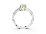 White gold Fancy Yellow Oval  Cut Diamond Twisted Band Engagement Ring with Prong Setting_6
