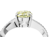 White gold Fancy Yellow Oval  Cut Diamond Twisted Band Engagement Ring with Prong Setting_7