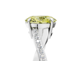 White gold Fancy Yellow Oval  Cut Diamond Twisted Band Engagement Ring with Prong Setting_8