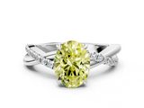 White gold Fancy Yellow Oval  Cut Diamond Twisted Band with Pavé Setting and Four-Prong Setting_19