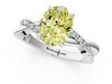 White gold Fancy Yellow Oval  Cut Diamond Twisted Band with Pavé Setting and Four-Prong Setting_21