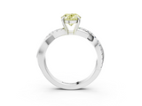 White gold Fancy Yellow Oval  Cut Diamond Twisted Band with Pavé Setting and Four-Prong Setting_22