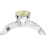 White gold Fancy Yellow Oval  Cut Diamond Twisted Band with Pavé Setting and Four-Prong Setting_24