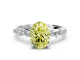 White gold Fancy Yellow Oval  Cut Diamond Vine Band with Four-Prong Setting_72