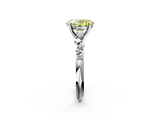 White gold Fancy Yellow Oval  Cut Diamond Vine Band with Four-Prong Setting_74