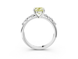 White gold Fancy Yellow Oval  Cut Diamond Vine Band with Four-Prong Setting_75