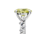 White gold Fancy Yellow Oval  Cut Diamond Vine Band with Four-Prong Setting_76