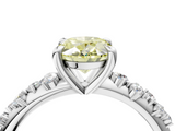 White gold Fancy Yellow Oval  Cut Diamond Vine Band with Four-Prong Setting_76