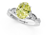 White gold Fancy Yellow Oval  Cut Diamond with Milgrain Marquise and Bezel Accents on a Solitaire Band with Prong Setting_226