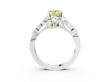 White gold Fancy Yellow Oval  Cut Diamond with Milgrain Marquise and Bezel Accents on a Solitaire Band with Prong Setting_227