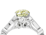 White gold Fancy Yellow Oval  Cut Diamond with Milgrain Marquise and Bezel Accents on a Solitaire Band with Prong Setting_228
