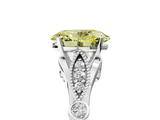 White gold Fancy Yellow Oval  Cut Diamond with Milgrain Marquise and Bezel Accents on a Solitaire Band with Prong Setting_230