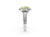White gold Fancy Yellow Oval  Cut Double Halo Diamond Engagement Ring with Pave Band and Four-Prong Setting_56