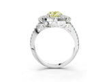 White gold Fancy Yellow Oval  Cut Double Halo Diamond Engagement Ring with Pave Band and Four-Prong Setting_58
