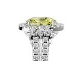 White gold Fancy Yellow Oval  Cut Double Halo Diamond Engagement Ring with Pave Band and Four-Prong Setting_59