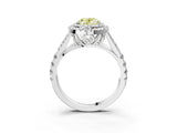 White gold Fancy Yellow Oval  Cut Double Halo Split Shank Diamond Ring with Prong Setting_52