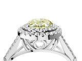White gold Fancy Yellow Oval  Cut Double Halo Split Shank Diamond Ring with Prong Setting_53