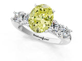 White gold Fancy Yellow Oval  Cut Five-Stone Prong Set Diamond Ring with Classic Band_33