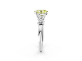 White gold Fancy Yellow Oval  Cut Five-Stone Prong Set Diamond Ring with Classic Band_33