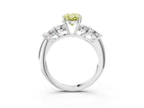 White gold Fancy Yellow Oval  Cut Five-Stone Prong Set Diamond Ring with Classic Band_34