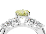White gold Fancy Yellow Oval  Cut Five-Stone Prong Set Diamond Ring with Classic Band_36