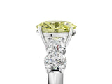 White gold Fancy Yellow Oval  Cut Five-Stone Prong Set Diamond Ring with Classic Band_37