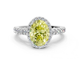 White gold Fancy Yellow Oval  Cut Halo Diamond Engagement Ring with Pave Band and Four-Prong Setting_28